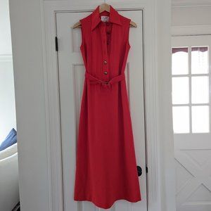 Caron Chicago Vintage Red Sleeveless Dress, Gold Buttons, Size M/L, 8/10